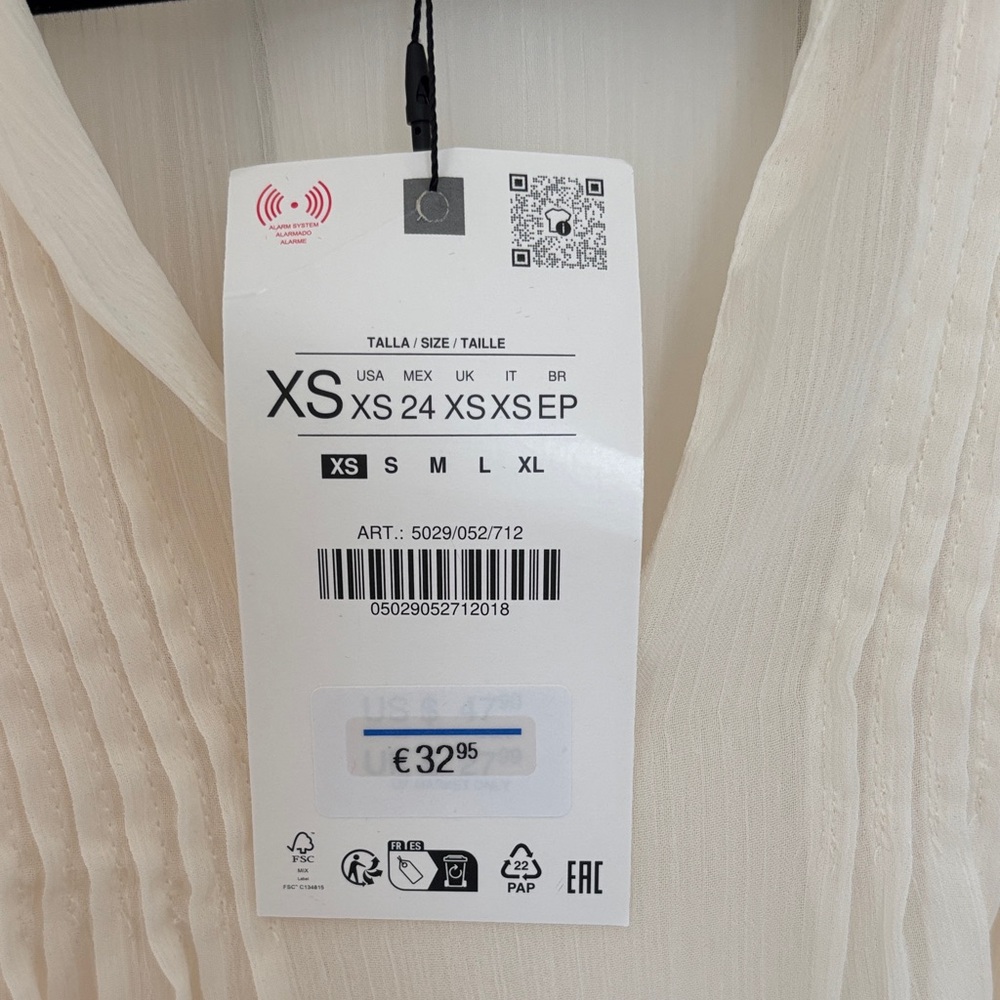 Zara Ruffle Pintuck Sheer Blouse - Picture 2 of 2